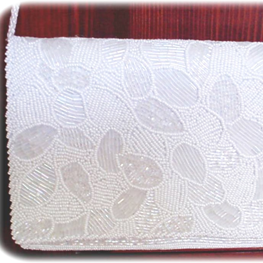 Creamy White Beaded Purse,Clutch,Handbag-Walborg
